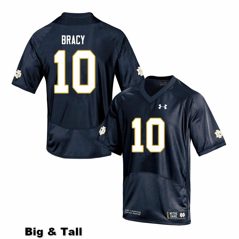 Men's NCAA Notre Dame Fighting Irish #10 TaRiq Bracy Stitched College Under Armour Authentic Navy Big & Tall Football Jersey FG10U46UV